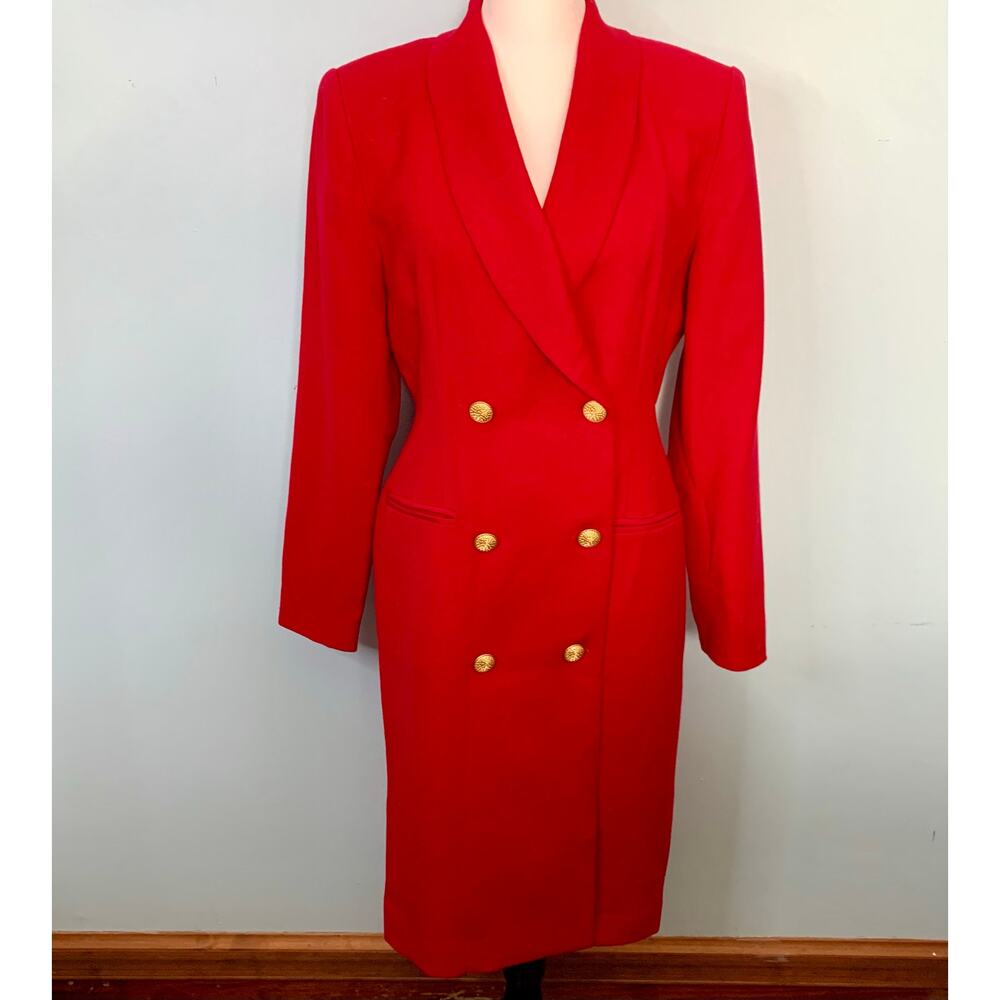 Charter Club Vintage Red Wool Double Breasted Dress Size 6